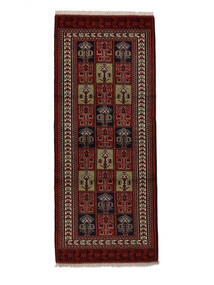  Oosters Turkaman Vloerkleed 84X202 Tapijtloper Zwart/Donkerrood Wol, Perzië/Iran Carpetvista