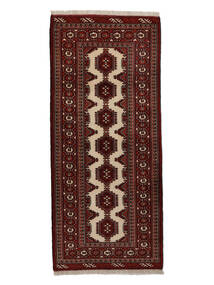 絨毯 トルクメン 85X193 廊下 カーペット ブラック/ダークレッド (ウール, ペルシャ/イラン)