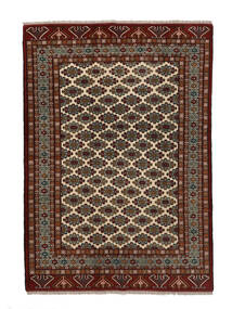  Persian Turkaman Rug 203X285 Black/Brown Carpetvista