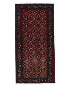 絨毯 バルーチ 94X190 ブラック/ダークレッド (ウール, ペルシャ/イラン)