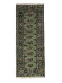  Orientalischer Pakistan Buchara 3Ply Teppich 80X203 Läufer Schwarz/Dunkelgrün Wolle, Pakistan Carpetvista