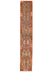  Kilim Afghan Old Style Rug 84X492 Wool Brown/Dark Red Small Carpetvista