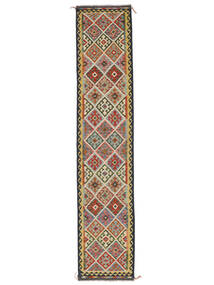  Orientalsk Kelim Afghan Old Style Teppe 79X391Løpere Grønn Ull, Afghanistan Carpetvista