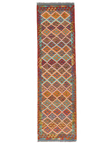 81X290 Kelim Afghan Old Stil Teppich Orientalischer Läufer Braun/Dunkelrot (Wolle, Afghanistan) Carpetvista