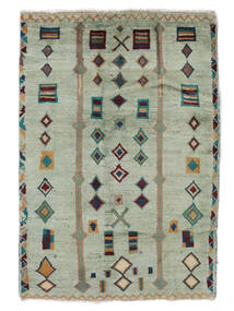 94X140 Moroccan Berber - Afghanistan Vloerkleed Modern Groen/Zwart (Wol, Afghanistan) Carpetvista