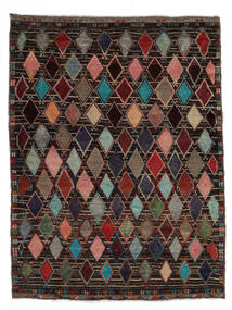 162X209 Moroccan Berber - Afghanistan Vloerkleed Modern Zwart/Donkerrood (Wol, Afghanistan) Carpetvista