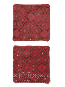 50X50 Tapis Patchwork Pillowcase - Iran D'orient Carré Rouge Foncé/Noir (Laine, Perse/Iran) Carpetvista