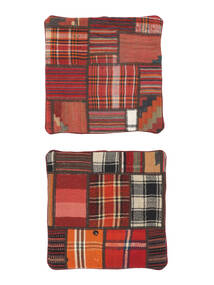 50X50 Χαλι Ανατολής Patchwork Pillowcase - Iran Τετράγωνο Σκούρο Κόκκινο/Μαύρα (Μαλλί, Περσικά/Ιρανικά) Carpetvista