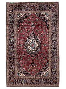  Orientalischer Keshan Teppich 195X308 Schwarz/Dunkelrot Wolle, Persien/Iran Carpetvista