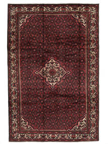 絨毯 ペルシャ ホセイナバード 197X300 ブラック/ダークレッド (ウール, ペルシャ/イラン)