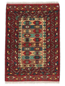  Oriental Turkaman Rug 85X119 Black/Dark Red Wool, Persia/Iran Carpetvista