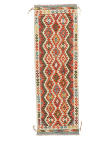 67X200 絨毯 キリム アフガン オールド スタイル オリエンタル 廊下 カーペット 茶色/レッド (ウール, アフガニスタン) Carpetvista