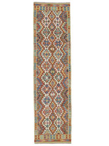  Orientalsk Kelim Afghan Old Style Teppe 79X300Løpere Brun Ull, Afghanistan Carpetvista
