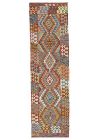  Kelim Afghan Old Style Matot 87X305 Ruskea/Tummanpunainen Carpetvista