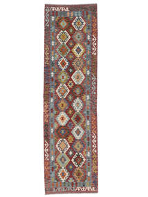 83X297 Tapis D'orient Kilim Afghan Old Style De Couloir Rouge Foncé/Marron (Laine, Afghanistan) Carpetvista