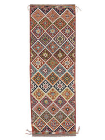 Tappeto Kilim Afghan Old Style 87X249 Passatoie Rosso Scuro/Marrone (Lana, Afghanistan)