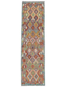Tappeto Orientale Kilim Afghan Old Style 84X300 Passatoie Verde/Rosso Scuro (Lana, Afghanistan)