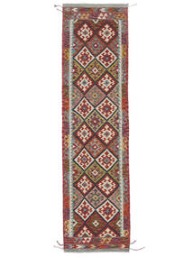 81X304 Kelim Afghan Old Style Teppe Orientalsk Løpere Mørk Rød/Brun (Ull, Afghanistan) Carpetvista