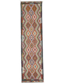  Kelim Afghan Old Style Matot 82X309 Tummanpunainen/Ruskea Carpetvista