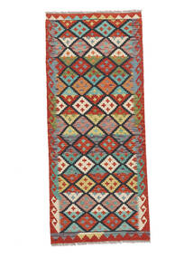 Kelim Afghan Old Style Teppe 82X193Løpere Mørk Rød/Brun Ull, Afghanistan Carpetvista