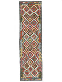 Tapis Kilim Afghan Old Style 82X295 De Couloir Marron/Gris Foncé (Laine, Afghanistan)