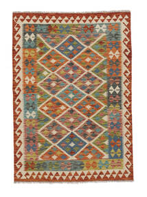  126X177 Kelim Afghan Old Style Matta Brun/Mörkgrön Afghanistan Carpetvista