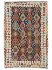 207X307 Kilim Afghan Old Style Rug Oriental Black/Brown (Wool, Afghanistan) Carpetvista