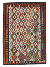 203X293 Alfombra Kilim Afghan Old Style Oriental Rojo Oscuro/Negro (Lana, Afganistán) Carpetvista