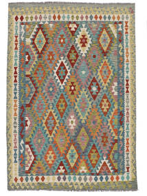  Kilim Afghan Old Style Alfombra 209X304 De Lana Marrón/Gris Oscuro Carpetvista
