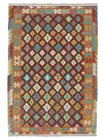 201X295 絨毯 オリエンタル キリム アフガン オールド スタイル 茶色/ダークレッド (ウール, アフガニスタン) Carpetvista