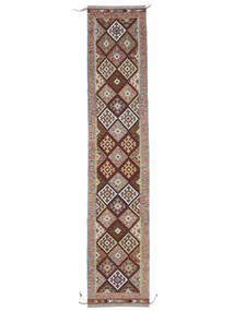  Orientalsk Kelim Afghan Old Style Teppe 79X396Løpere Brun Ull, Afghanistan Carpetvista