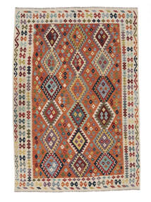  Kelim Afghan Old Stil 209X301 Wollteppich Dunkelrot/Beige Carpetvista