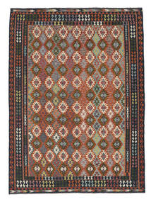  256X347 Kelim Afghan Old Stil Teppich Dunkelrot/Schwarz Afghanistan Carpetvista