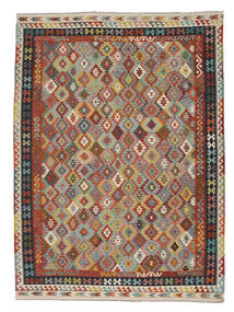  261X351 Kelim Afghan Old Style Matot Matto Tummanpunainen/Vihreä Afganistan Carpetvista