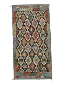  Orientalsk Kelim Afghan Old Style Teppe 98X190 Brun/Svart Ull, Afghanistan Carpetvista