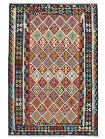 201X297 Kilim Afghan Old Style Rug Oriental Black/Dark Red (Wool, Afghanistan) Carpetvista