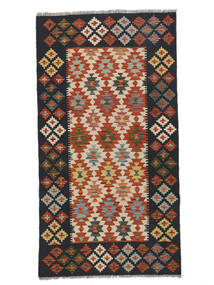 絨毯 オリエンタル キリム アフガン オールド スタイル 103X191 ブラック/ダークレッド (ウール, アフガニスタン)