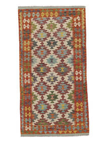  102X196 Kelim Afghan Old Style Matot Matto Tummanpunainen/Ruskea Afganistan Carpetvista