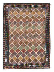 249X347 Kilim Afghan Old Style Rug Oriental Brown/Black (Wool, Afghanistan) Carpetvista