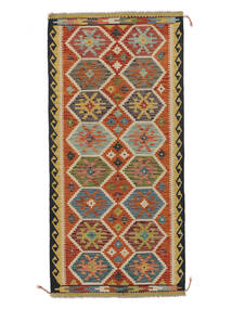  Orientalsk Kelim Afghan Old Style Teppe 100X209 Brun/Mørk Rød Ull, Afghanistan Carpetvista