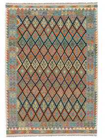 206X293 Kilim Afghan Old Style Rug Oriental Dark Green/Green (Wool, Afghanistan) Carpetvista