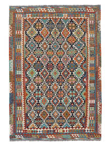 205X303 Kelim Afghan Old Style Teppe Orientalsk Mørk Rød/Mørk Grønn (Ull, Afghanistan) Carpetvista