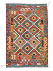 99X148 Kelim Afghan Old Style Tæppe Orientalsk Mørkerød/Mørkegrøn (Uld, Afghanistan) Carpetvista