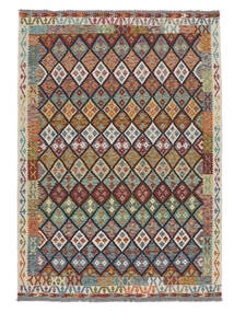 209X295 Kelim Afghan Old Style Matot Matto Itämainen Ruskea/Tummanvihreä (Villa, Afganistan) Carpetvista