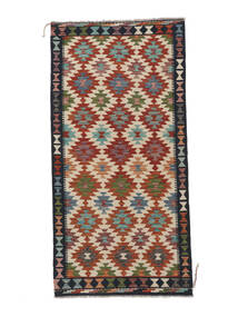 99X202 絨毯 キリム アフガン オールド スタイル オリエンタル ダークレッド/ブラック (ウール, アフガニスタン) Carpetvista