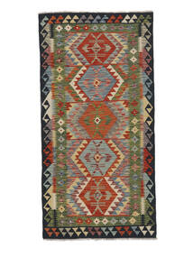 96X195 Dywan Orientalny Kilim Afgan Old Style Ciemnozielony/Czarny (Wełna, Afganistan) Carpetvista