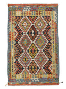 Kelim Afghan Old Style Tæppe 126X197 Brun/Sort Uld, Afghanistan Carpetvista
