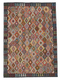 205X290 Kilim Afghan Old Style Rug Oriental Dark Red/Black (Wool, Afghanistan) Carpetvista