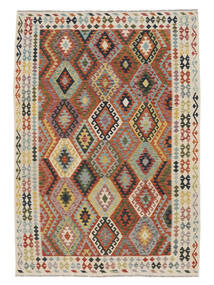 207X296 Kelim Afghan Old Style Teppe Orientalsk Brun/Mørk Rød (Ull, Afghanistan) Carpetvista