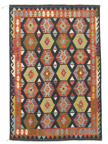 201X295 Kelim Afghan Old Style Matta Orientalisk Svart/Mörkröd (Ull, Afghanistan) Carpetvista